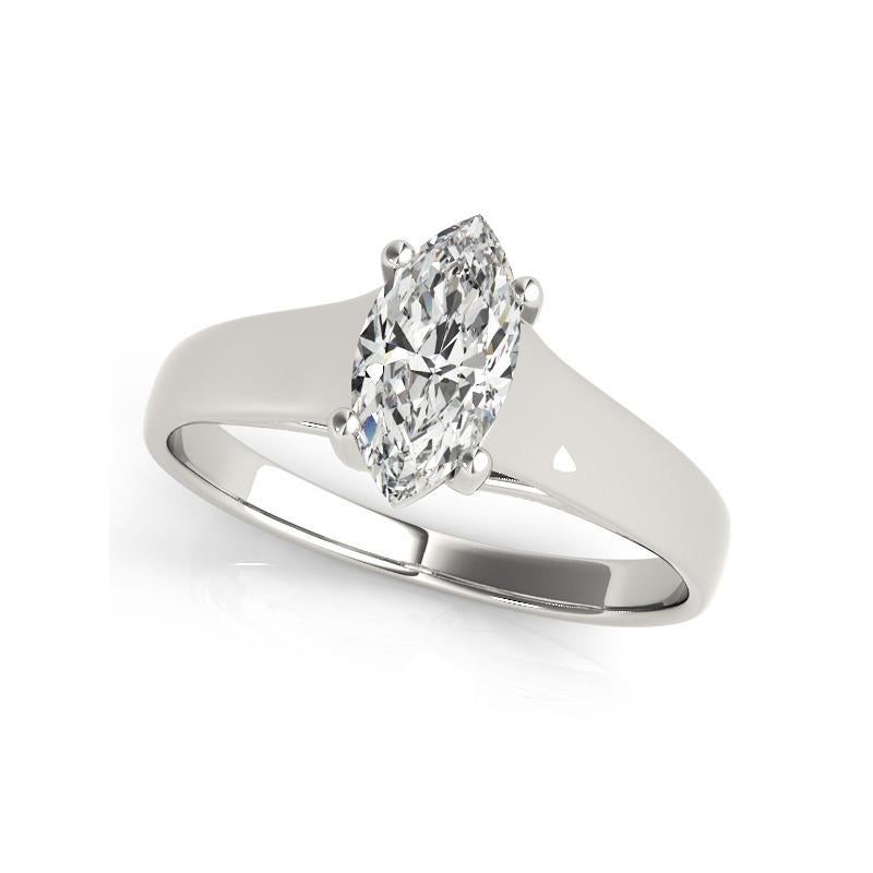 Taille Marquise GIA Certified 1.51ct Marquise Classic Prong Set Cathedral Platinum Diamond Ring en vente