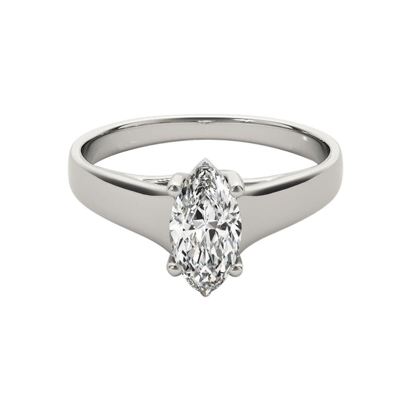 GIA Certified 1.51ct Marquise Classic Prong Set Cathedral Platinum Diamond Ring en vente