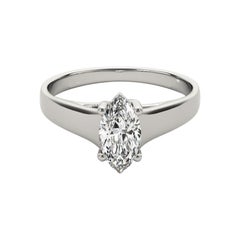 GIA Certified 1.51ct Marquise Classic Prong Set Cathedral Platinum Diamond Ring