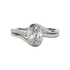 GIA Certified 1.51ct Oval Curved Halo Split Band Pave Platinum Diamond Ring