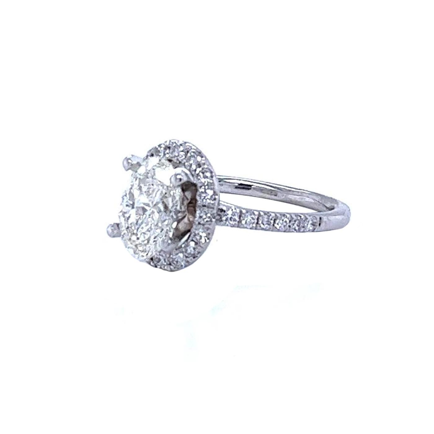 This Diamond ring is accompanied by a GIA Certified with a graded report certifying that the 1.51-carat oval diamond ring has a natural brilliant cut Si1 clarity I Color and is made in Platinum. This lovely ring is perfect for that special someone