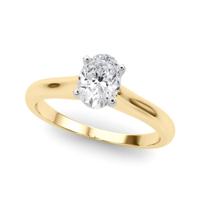 Taglio ovale GIA Certified 1.51ct Oval Slim Band Classic Solitaire Diamond Ring in vendita