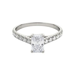 GIA Certified 1.51ct Radiant Pave Trellis Entwined Prong Platinum Diamond Ring (Bague diamant radiant en pavé entrelacé en platine)