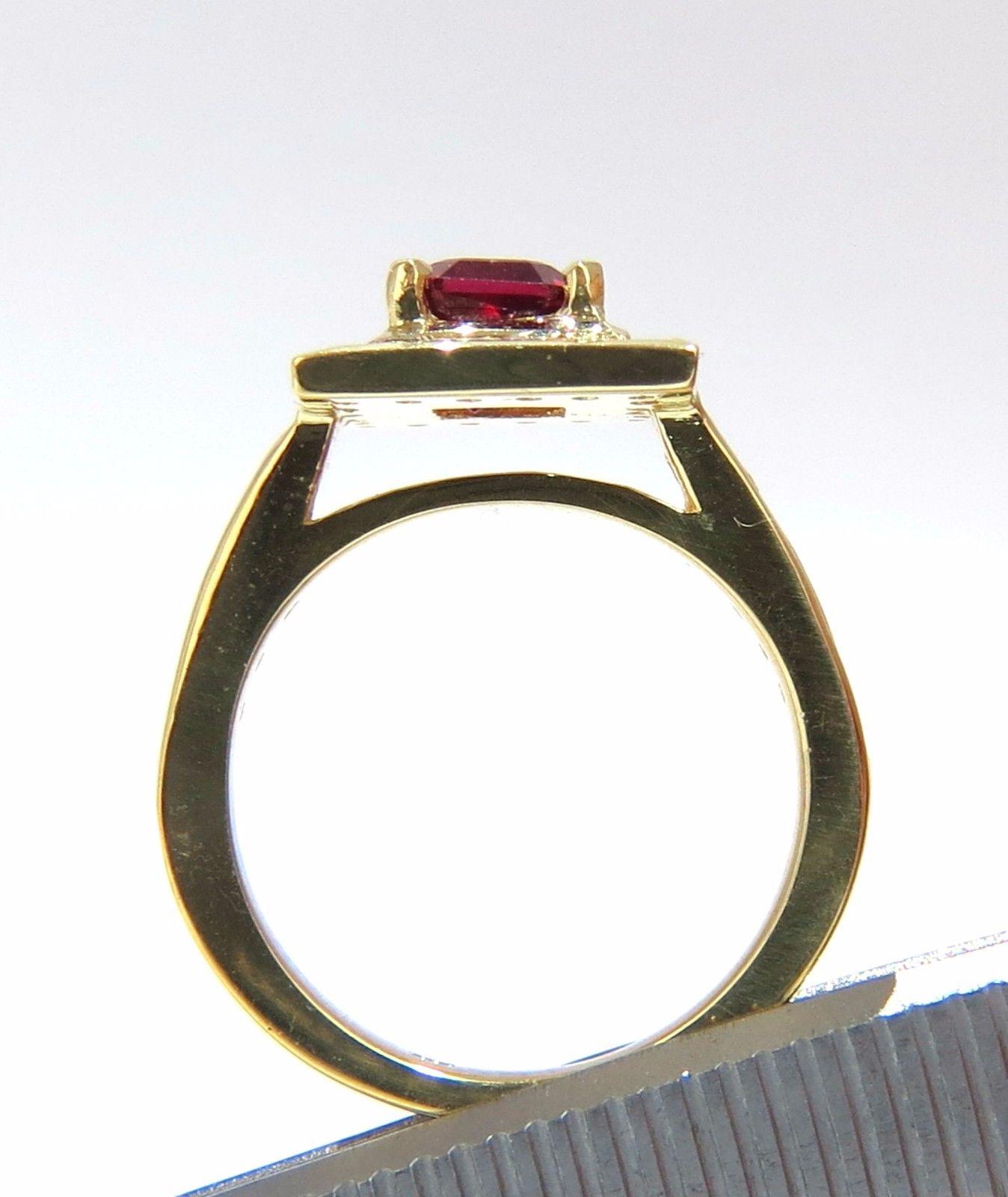 Women's or Men's GIA Certified 1.51ct Rare Asscher cut vivid red ruby 2.00ct diamonds ring 18k