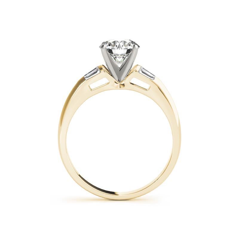 Taglio rotondo Anello con diamante rotondo classico solitario e baguette a canale certificato GIA da 1.51 carati in vendita