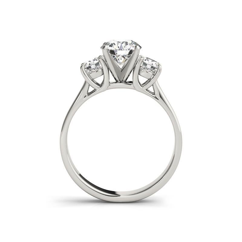 GIA Certified 1.51ct Round Classic Three-Stone V-Prong Platinum Diamond Ring In condizioni Nuovo in vendita a New York, NY
