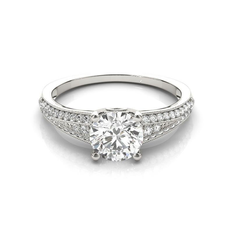 Taglio rotondo Anello con solitario rotondo e cuore a più file di diamanti certificato GIA da 1,51 ct. in vendita