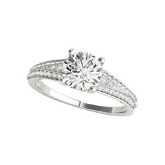 Anello con solitario rotondo e cuore a più file di diamanti certificato GIA da 1,51 ct.