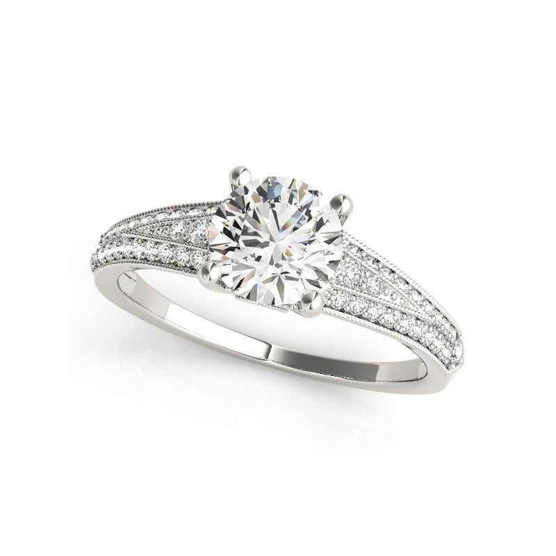 Taglio rotondo GIA Certified 1.51ct Round Solitaire & Multi-Row Heart Platinum Diamond Ring in vendita