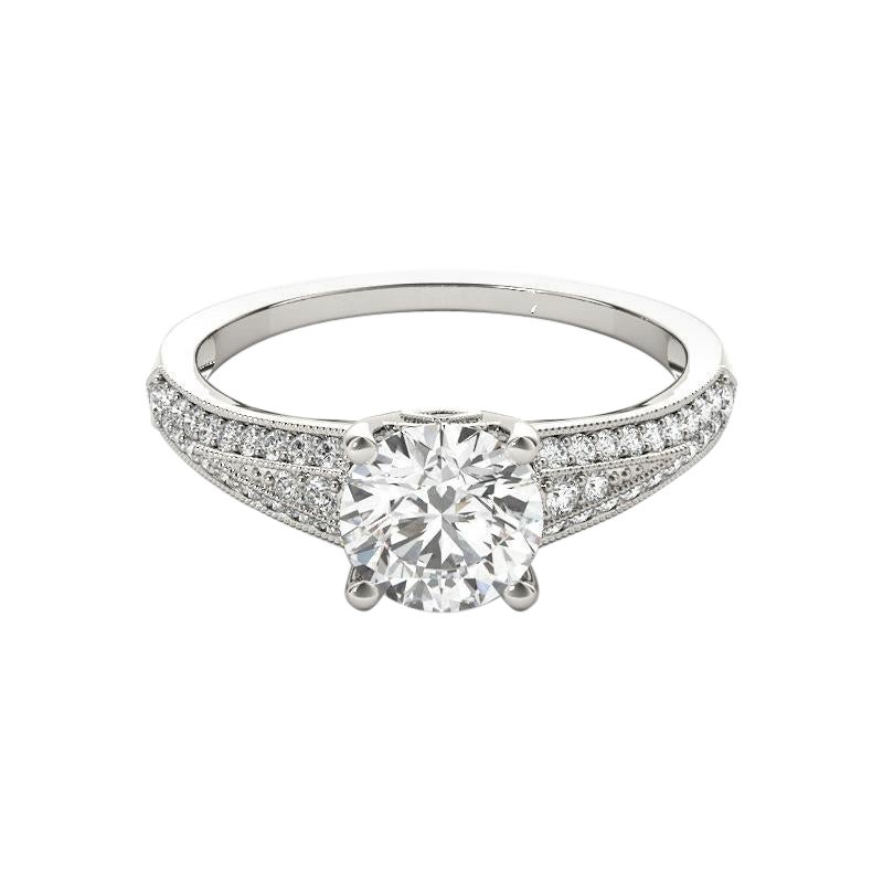 GIA Certified 1.51ct Round Solitaire & Multi-Row Heart Platinum Diamond Ring