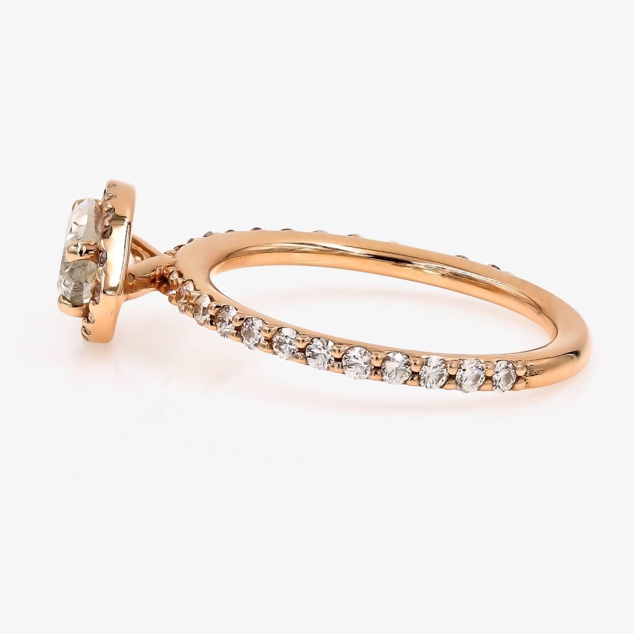 Marquise Cut GIA Certified 1.51cts. Marquise & Ideal Cut Round Diamond Ring in 18kt Rose Gold
