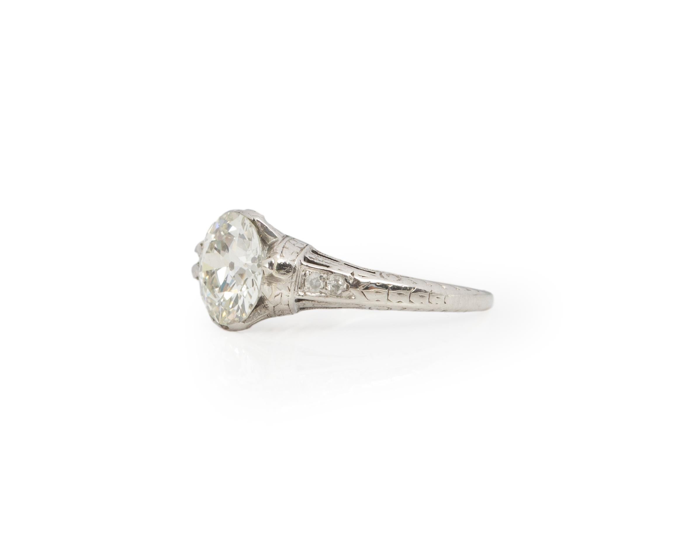 Old European Cut GIA Certified 1.52 Carat Art Deco Diamond Platinum Engagement Ring For Sale