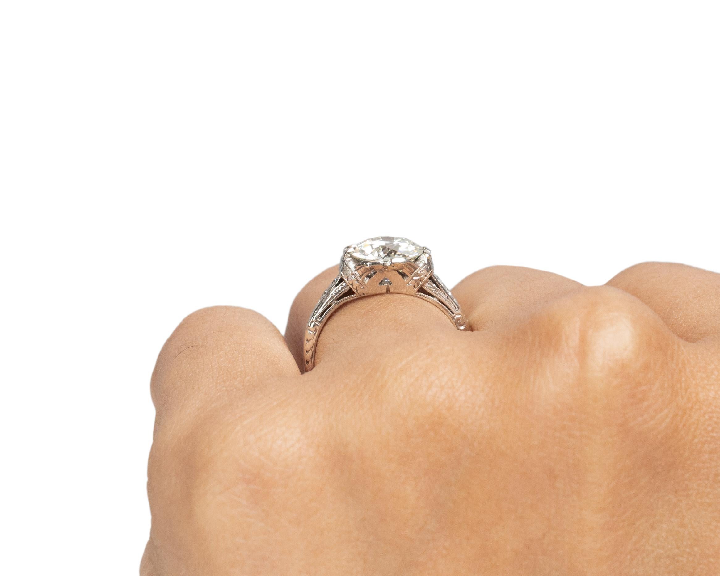 GIA Certified 1.52 Carat Art Deco Diamond Platinum Engagement Ring For Sale 1