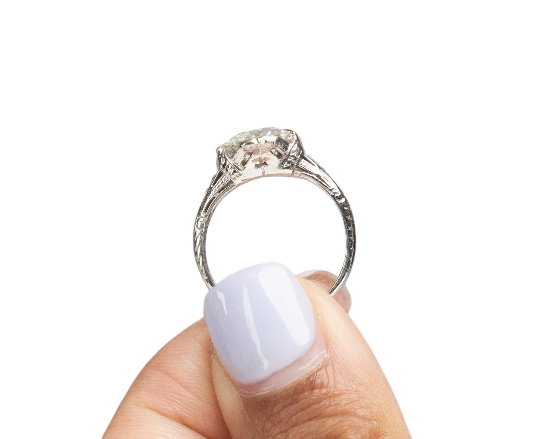 GIA Certified 1.52 Carat Art Deco Diamond Platinum Engagement Ring For Sale 2