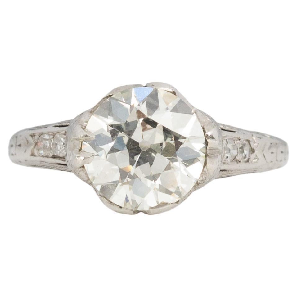 GIA Certified 1.52 Carat Art Deco Diamond Platinum Engagement Ring For Sale