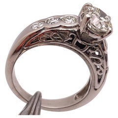 Vintage GIA Certified 1.52 Carat Diamond Platinum Engagement Ring