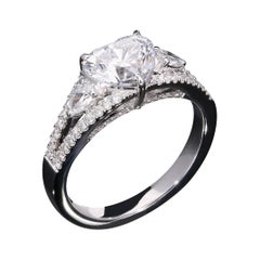 eyewelry GIA Certified 1.52 Carat E VS2 Heart Shaped Diamond Solitare Ring in 18Kt Gold