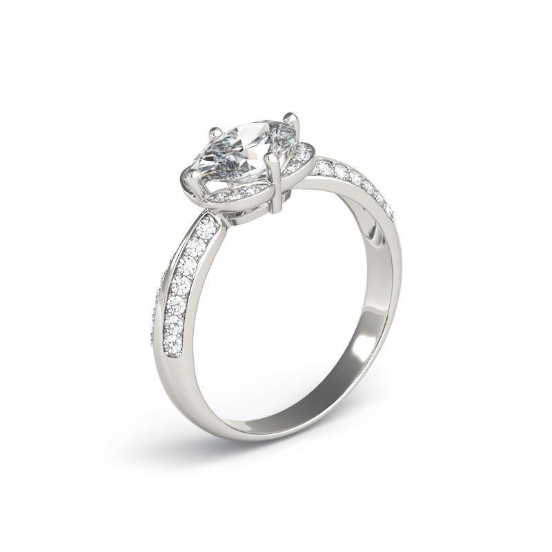 De las mujeres Anillo de diamantes de pavé doble con halo ovalado este-oeste de 1,52 quilates certificado por el GIA en venta