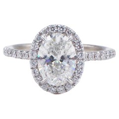 GIA Certified 1.52 Carat F SI1 Oval Diamond Halo Engagement Ring