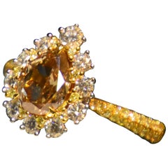 GIA Certified 1.52 Carat Fancy Brown-Yellow Diamond Ring