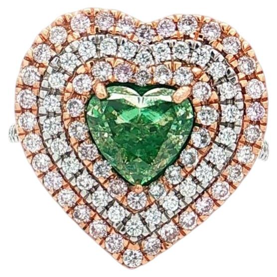 AGL-zertifizierter Diamantring mit 1,52 Karat, Farbe „Fancy Green“, Reinheit SI2