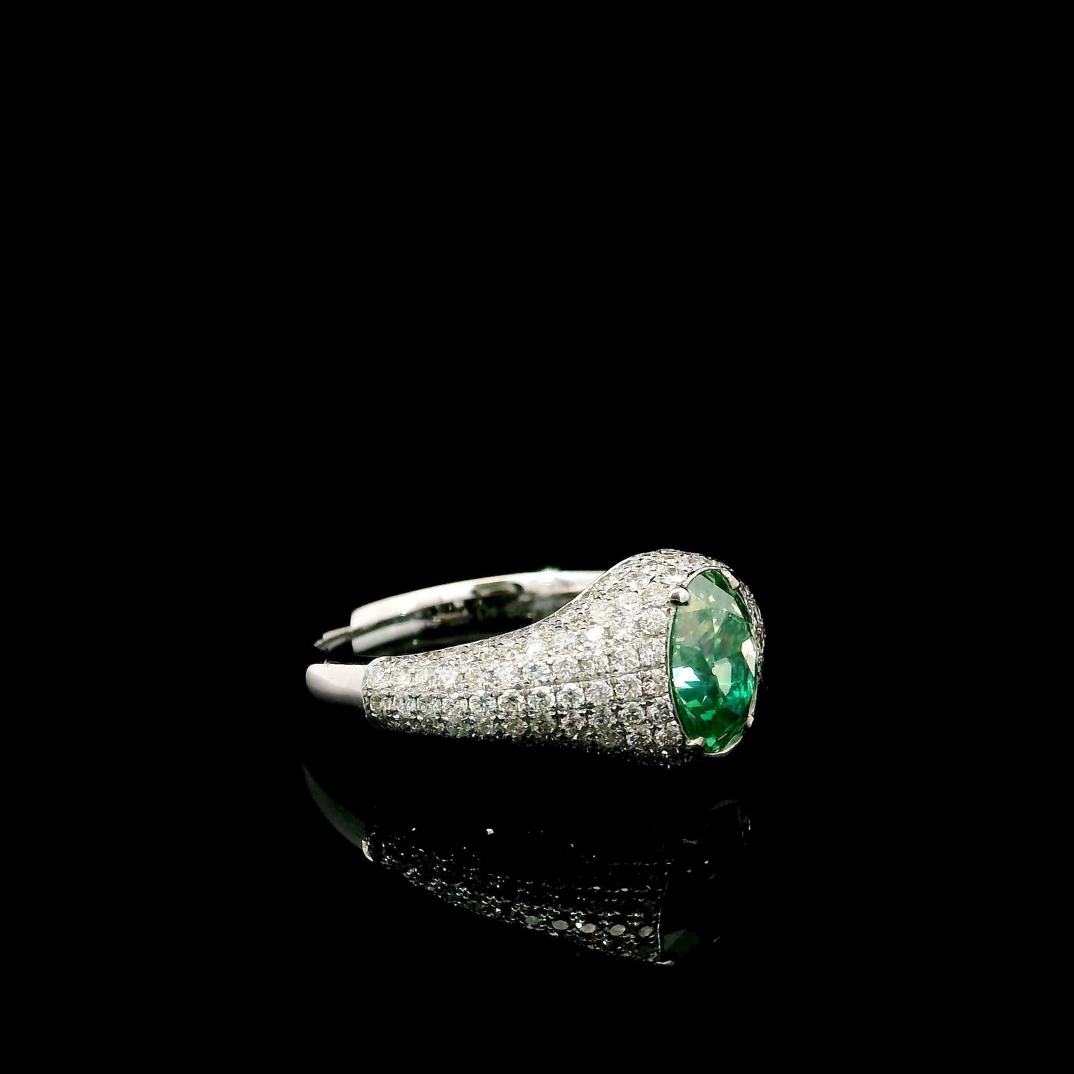 Oval Cut GIA Certified 1.52 Carat Fancy Green Yellow I1 Clarity Diamond Ring For Sale