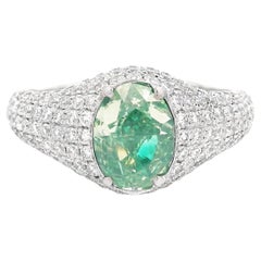 GIA Certified 1.52 Carat Fancy Green Yellow I1 Clarity Diamond Ring