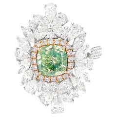 Anillo de diamantes con certificado GIA de 1,52 quilates de color amarillo verdoso fantasía y claridad SI2
