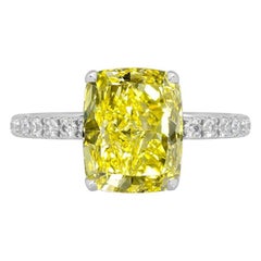 GIA Certified 1.52 Carat Fancy Vivid Yellow Diamond Ring