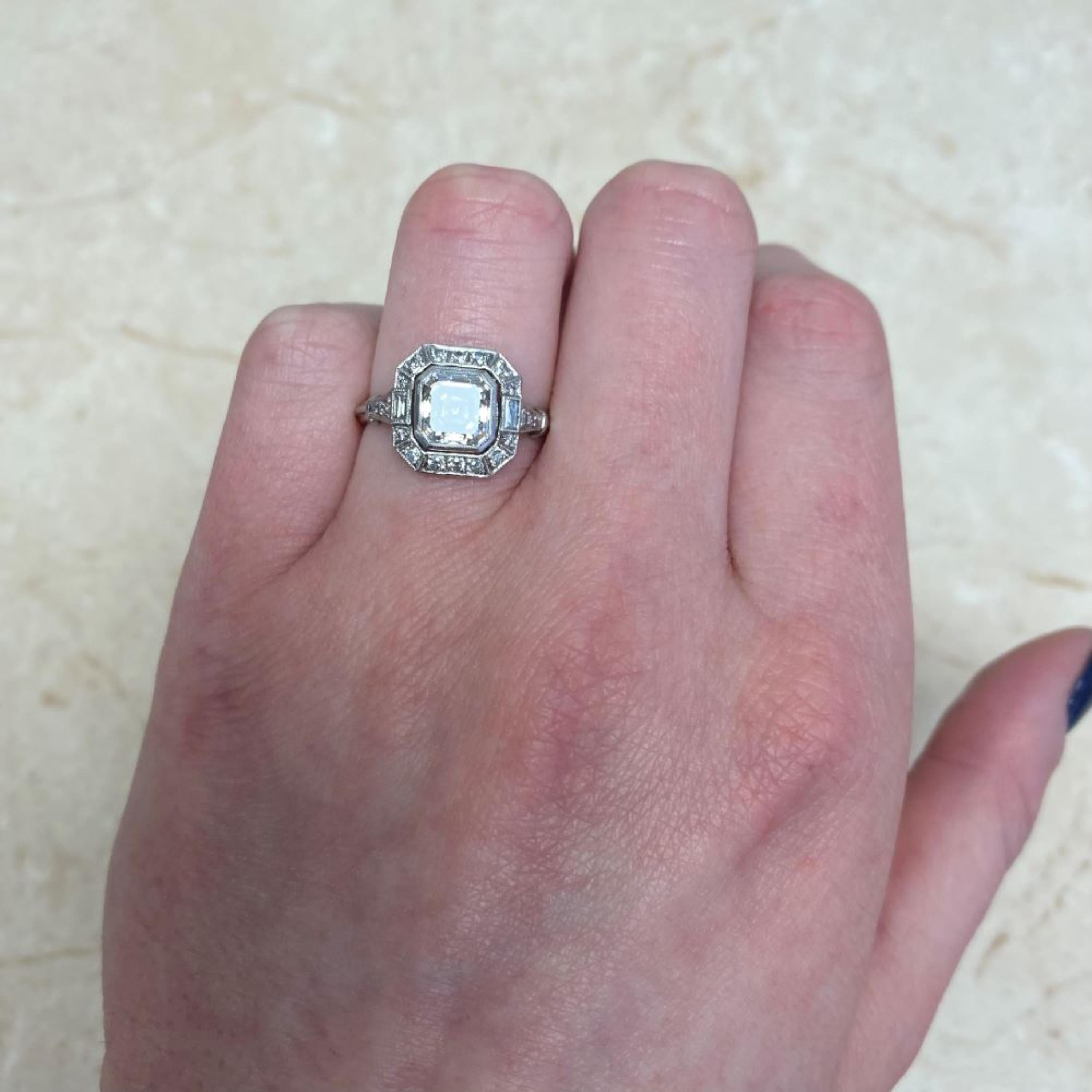 Verlobungsring aus Platin und Gold mit GIA-zertifiziertem 1,52 Karat I VS1 Halo-Diamant im Zustand „Neu“ im Angebot in Orlando, Florida
