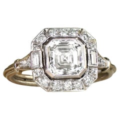 GIA Certified 1.52 Carat I VS1 Halo Diamond Engagement Ring in Platinum & Gold