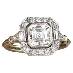 Anello di fidanzamento con diamante aureolato certificato GIA da 1,52 carati I VS1 in platino e oro