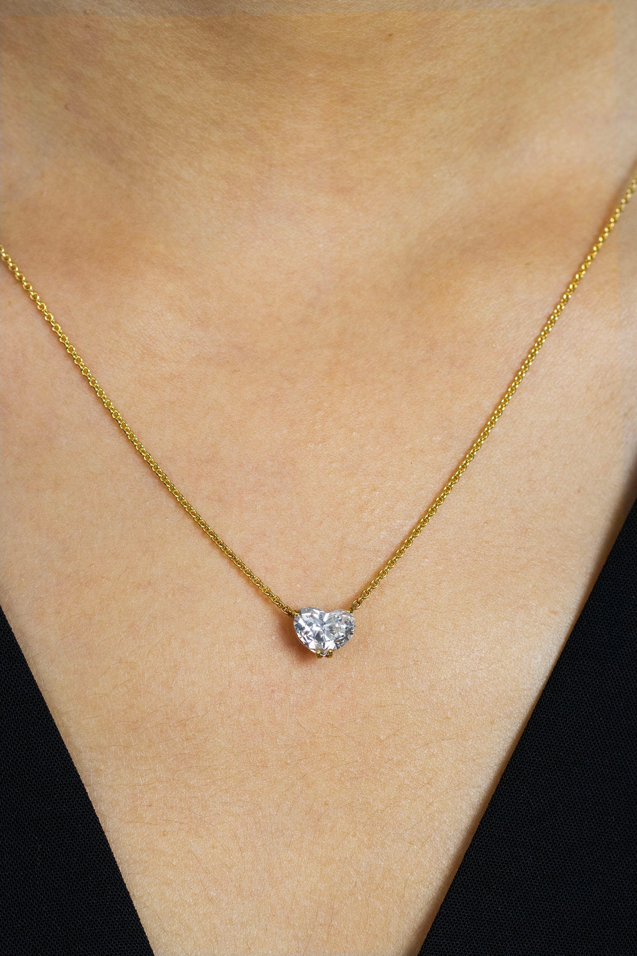 floating heart diamond necklace