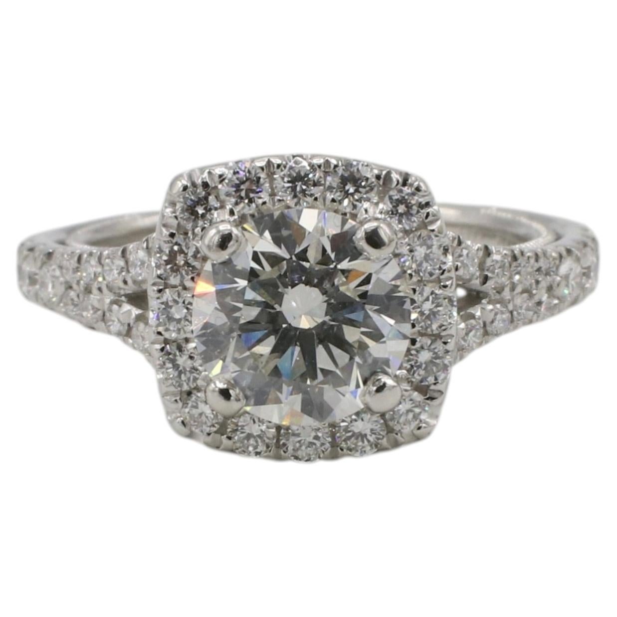 GIA Certified 1.52 Carat I SI2 Round Natural Diamond Platinum Engagement Ring