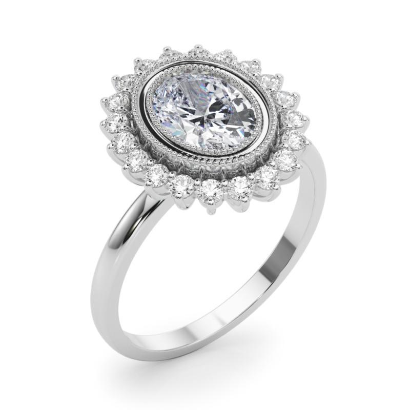 Women's GIA Certified 1.52 Carat Oval Cluster Vintage Flower Diamond Ring For Sale