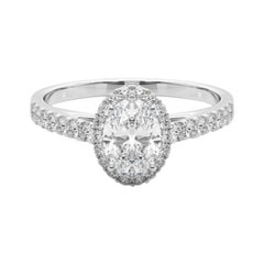 GIA Certified 1.52 Carat Oval Halo Pave  Diamond Ring