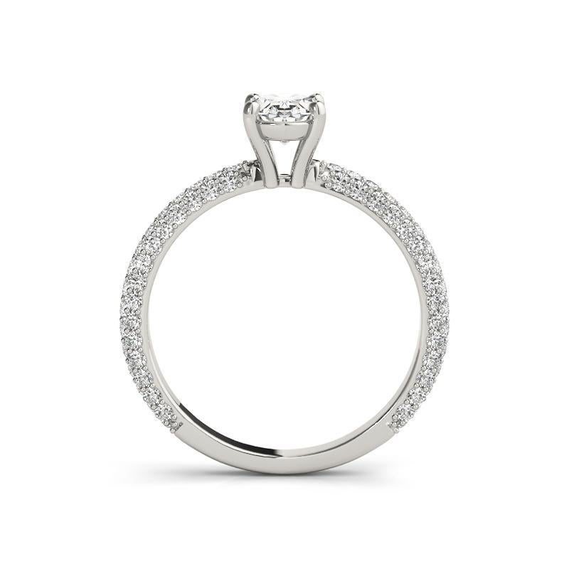 Women's GIA Certified 1.52 Carat Oval Solitaire Pave 18K White Gold Diamond Ring For Sale