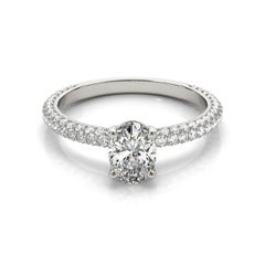 GIA zertifiziert 1,52 Karat Oval Solitär Pave 18K Weißgold Diamantring