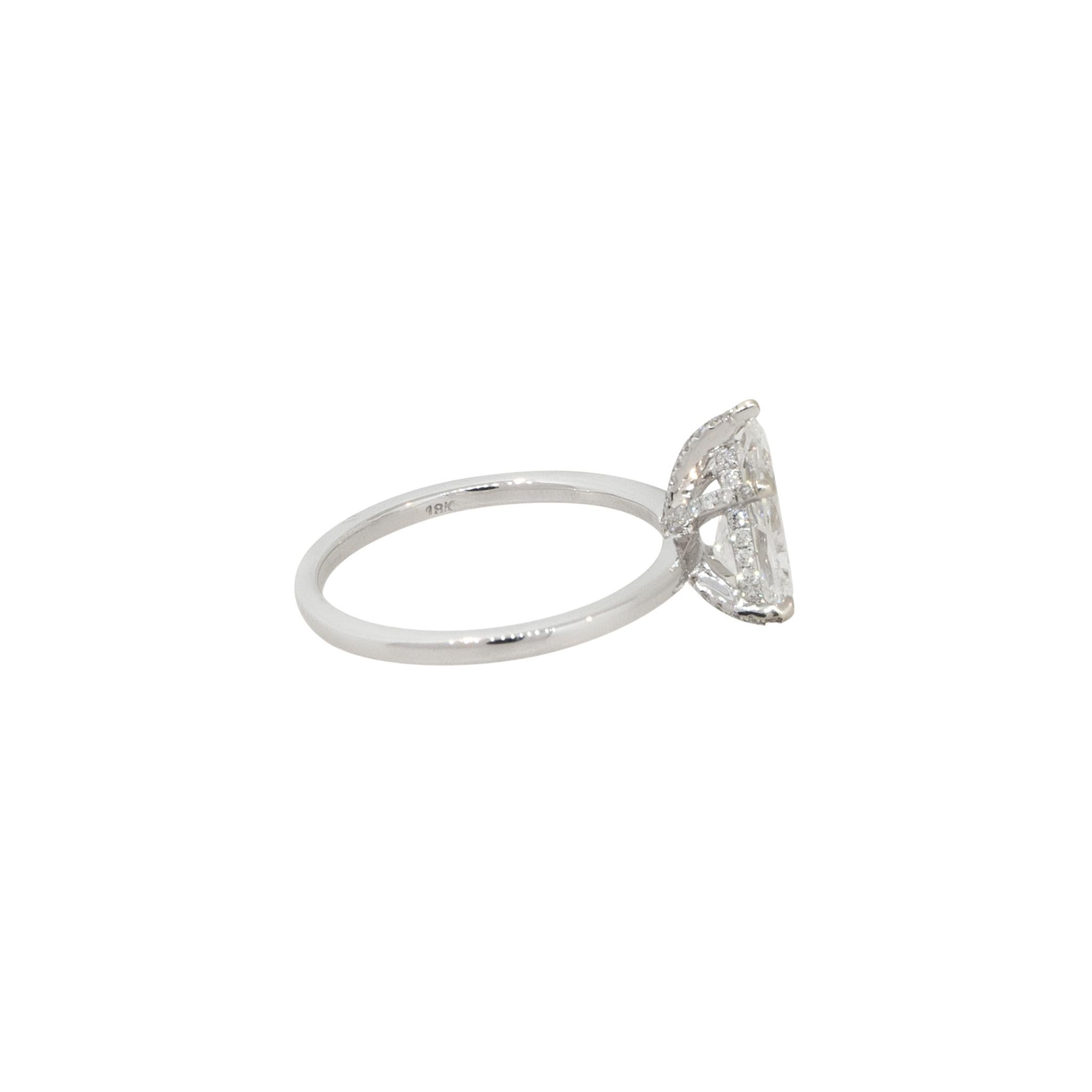 Pear Cut GIA Certified 1.52 Carat Pear Shaped Diamond Engagement Ring 18 Karat In Stock For Sale