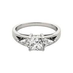 GIA Certified 1.52 Carat Princess Trillion East-West Platinum Diamond Ring