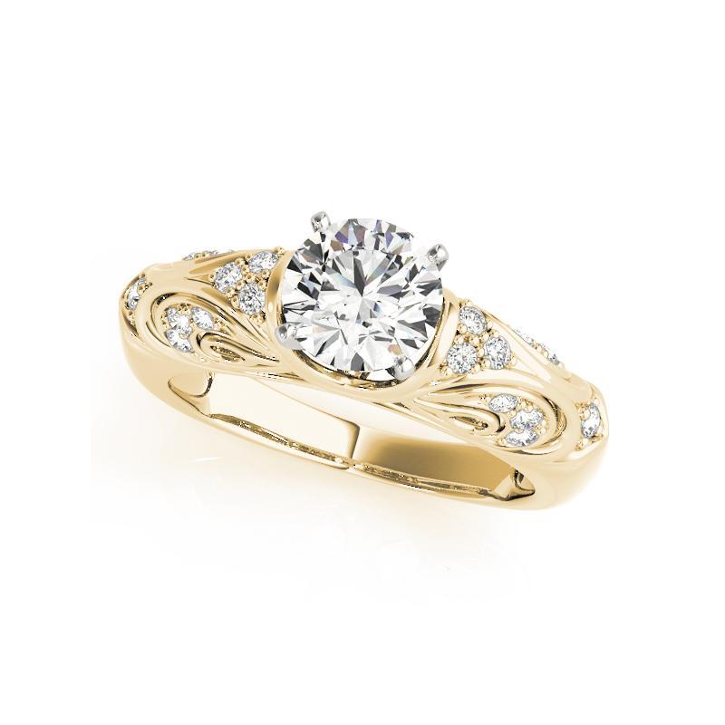 Taille ronde Bague à diamants certifiée GIA de 1,52 carat, de forme ronde, à volutes antiques et à dôme en vente
