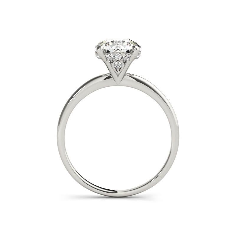 Taglio rotondo Anello con diamante rotondo certificato GIA da 1,52 carati con diamante nascosto in platino in vendita