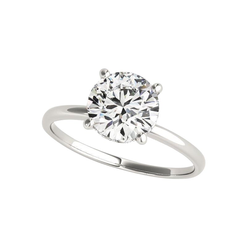 Anello con diamante rotondo certificato GIA da 1,52 carati con diamante nascosto in platino