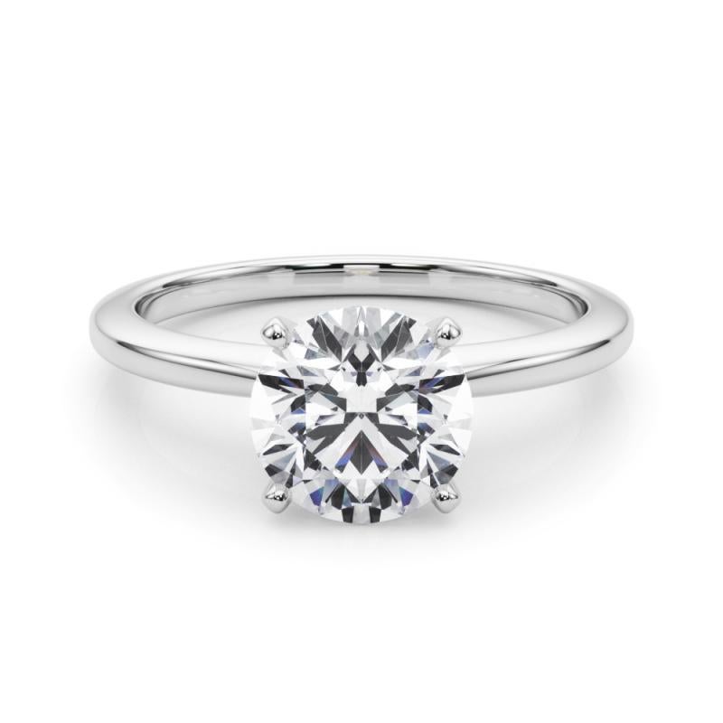 Taille ronde Bague en platine certifiée GIA de 1,52 carat de diamant rond solitaire serti à l'aiguille en vente