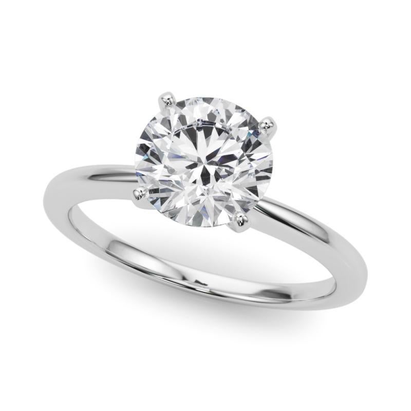 Bague en platine certifiée GIA de 1,52 carat de diamant rond solitaire serti à l'aiguille Pour femmes en vente
