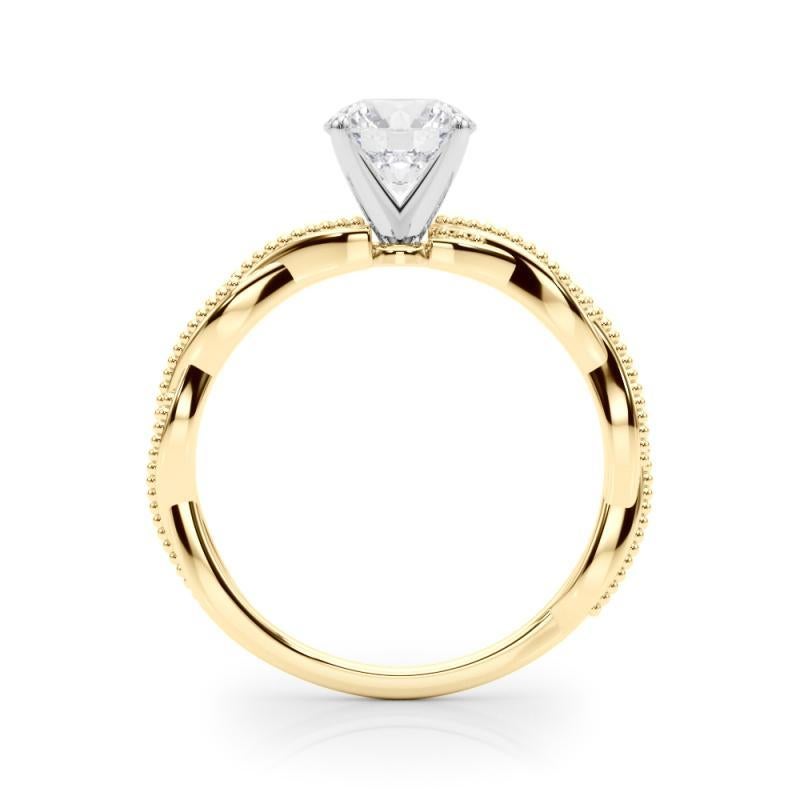 Bague à diamants certifiée GIA de 1,52 carat, ronde, avec anneau tressé et torsadé en vente 1
