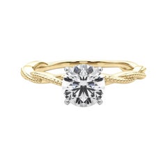 Anillo de diamantes de banda trenzada redonda de 1,52 quilates con certificado GIA