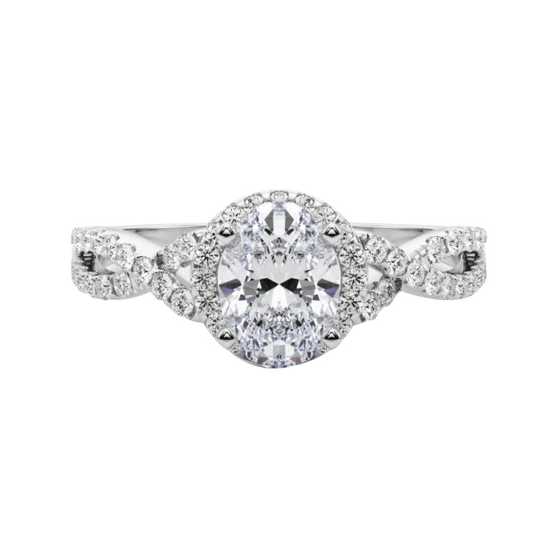 GIA Certified 1.52 Carat Solitaire Oval Halo Infinity Platinum Diamond Ring