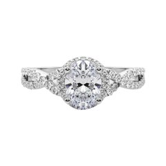 GIA Certified 1.52 Carat Solitaire Oval Halo Infinity Platinum Diamond Ring