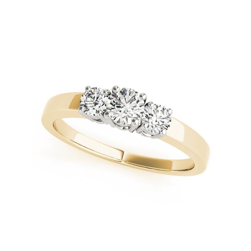 Taglio rotondo Anello con diamante brillante rotondo certificato GIA da 1,52 carati e tre pietre in vendita